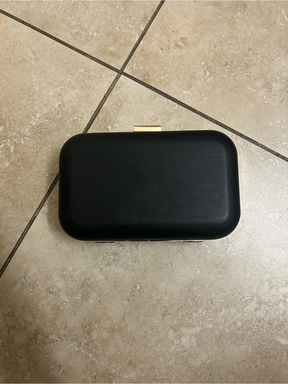 Black Rectangular Clutch with Gold Accent